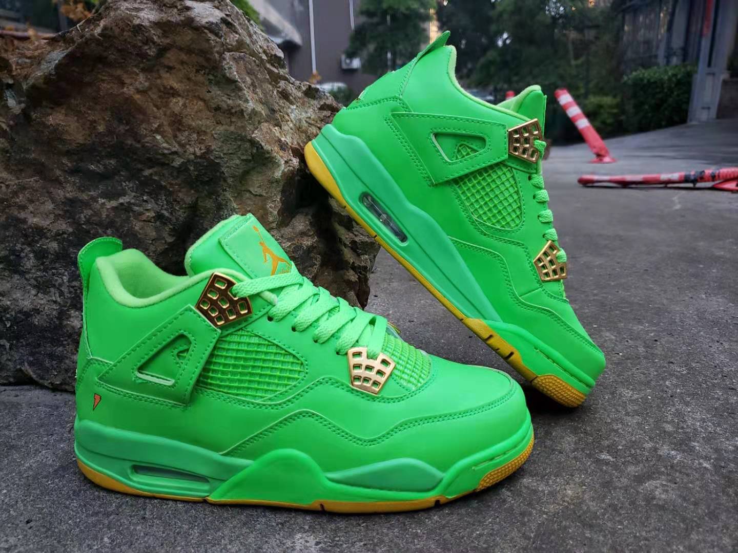 2019 Jordan 4 Green Yellow Shoes